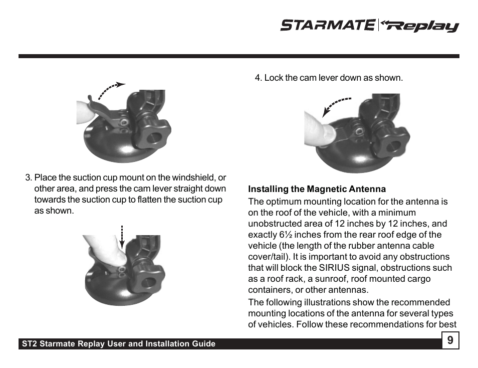 Nstalling the magnetic antenna | Sirius Satellite Radio ST2 User Manual | Page 9 / 60