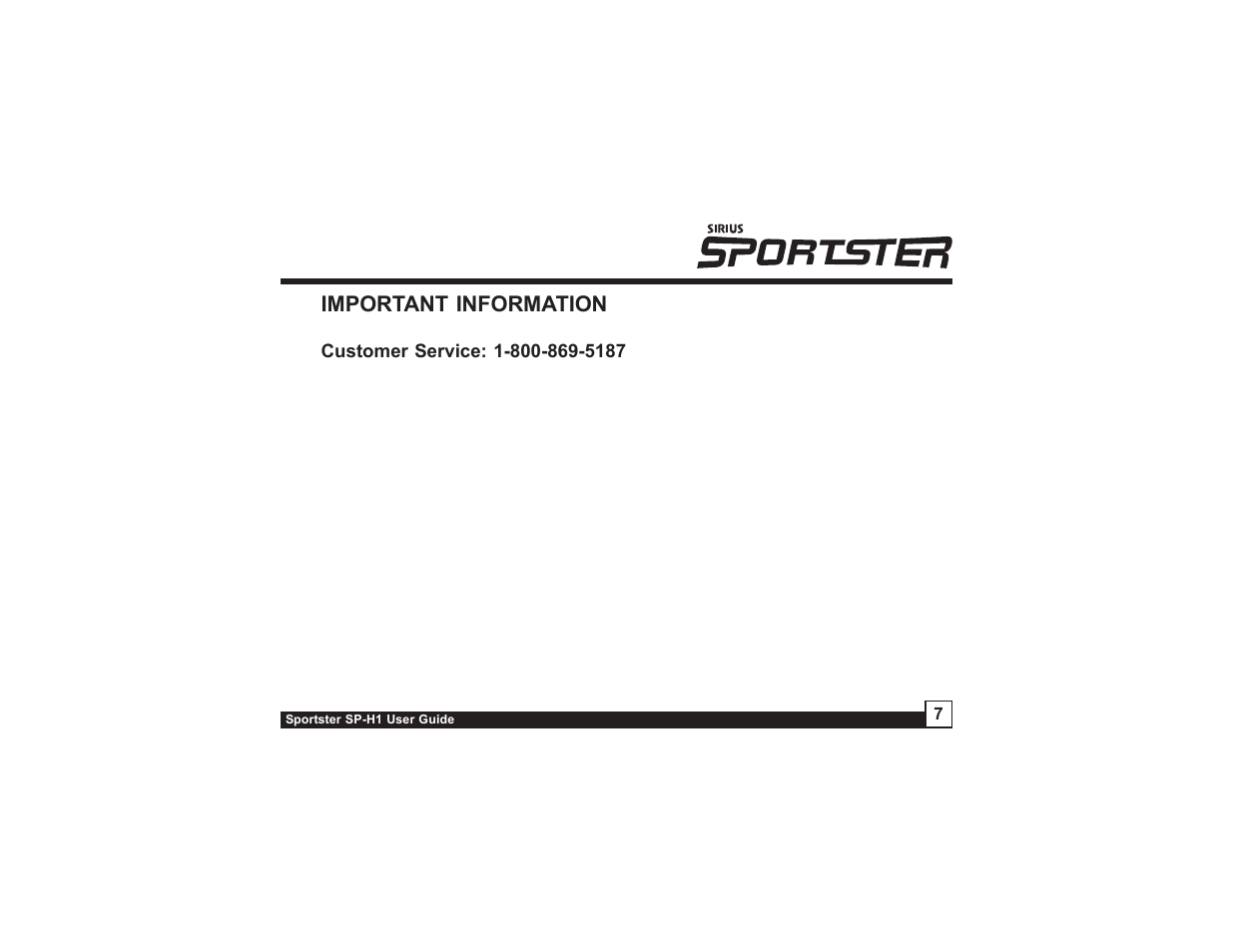 Sirius Satellite Radio SP-H1 User Manual | Page 7 / 8