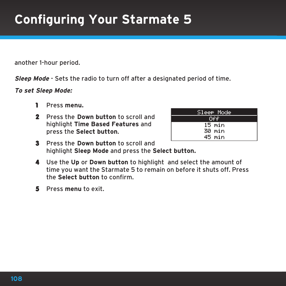 Configuring your starmate 5 | Sirius Satellite Radio SDST5V1 User Manual | Page 108 / 124