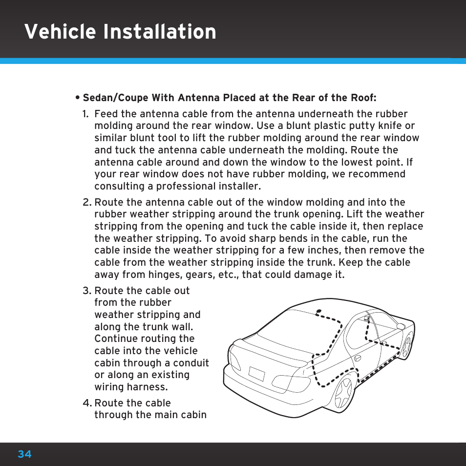 Vehicle installation | Sirius Satellite Radio SDST5V1 User Manual | Page 34 / 124