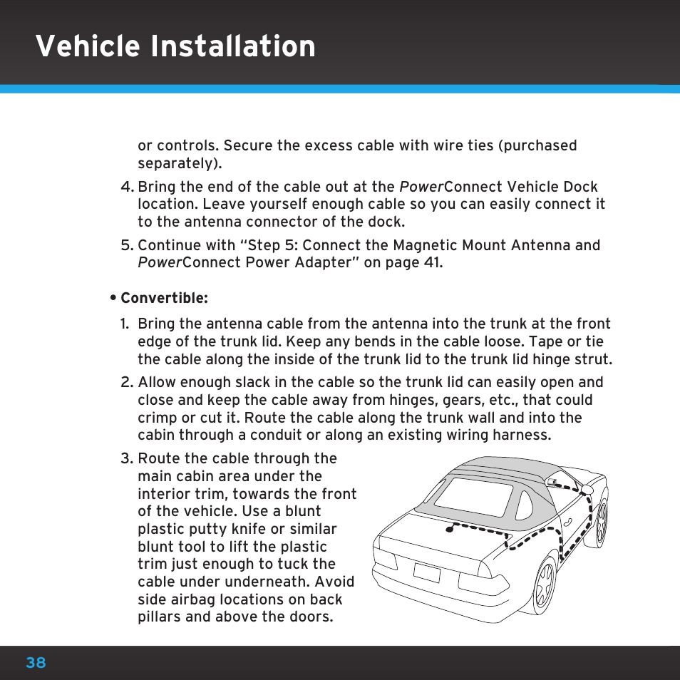 Vehicle installation | Sirius Satellite Radio SDST5V1 User Manual | Page 38 / 124