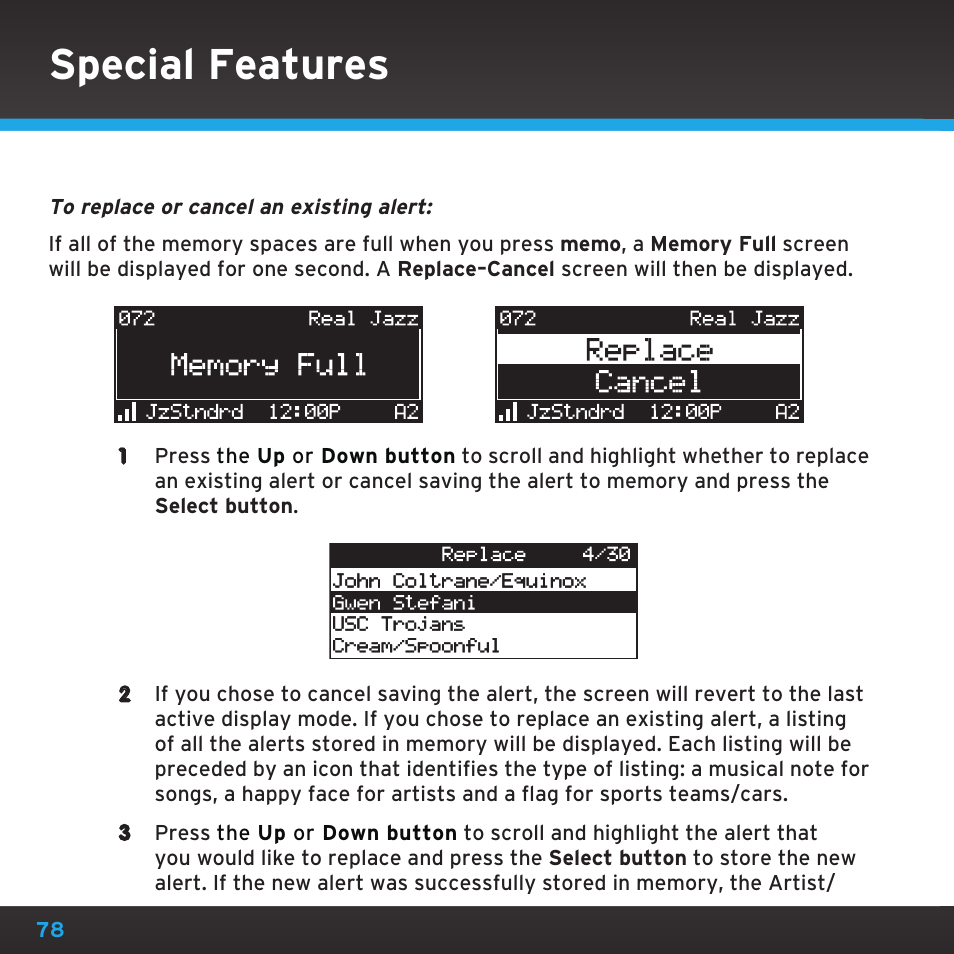 Special features | Sirius Satellite Radio SDST5V1 User Manual | Page 78 / 124