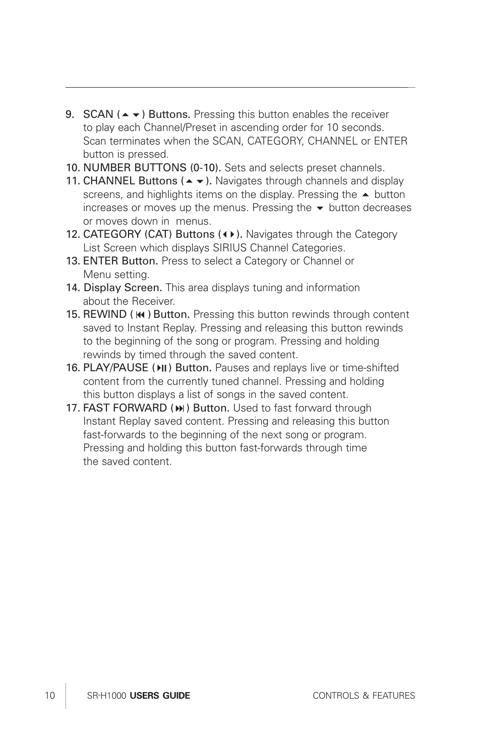 Sirius Satellite Radio SRH1000 User Manual | Page 10 / 60