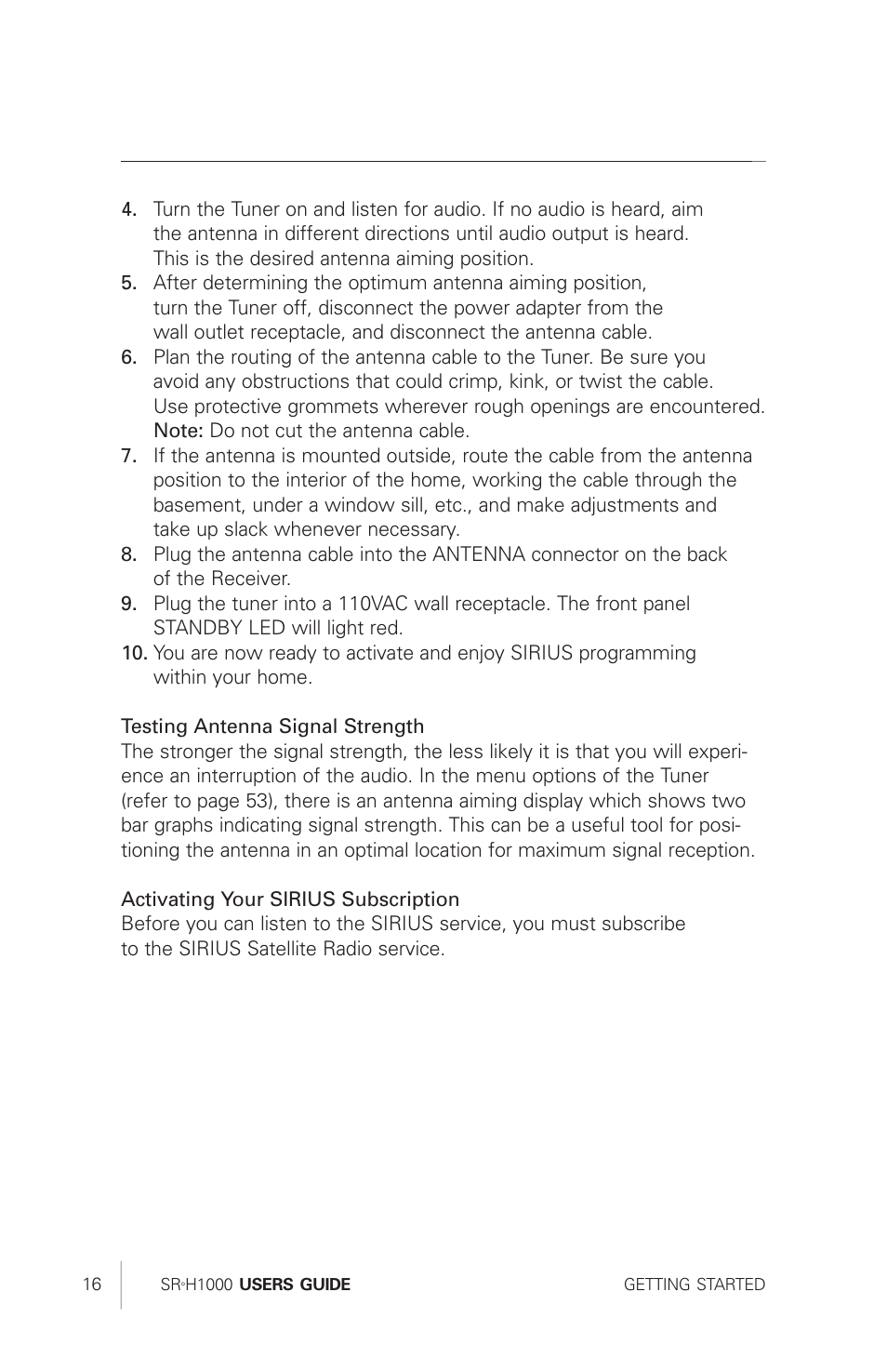 Sirius Satellite Radio SRH1000 User Manual | Page 16 / 60