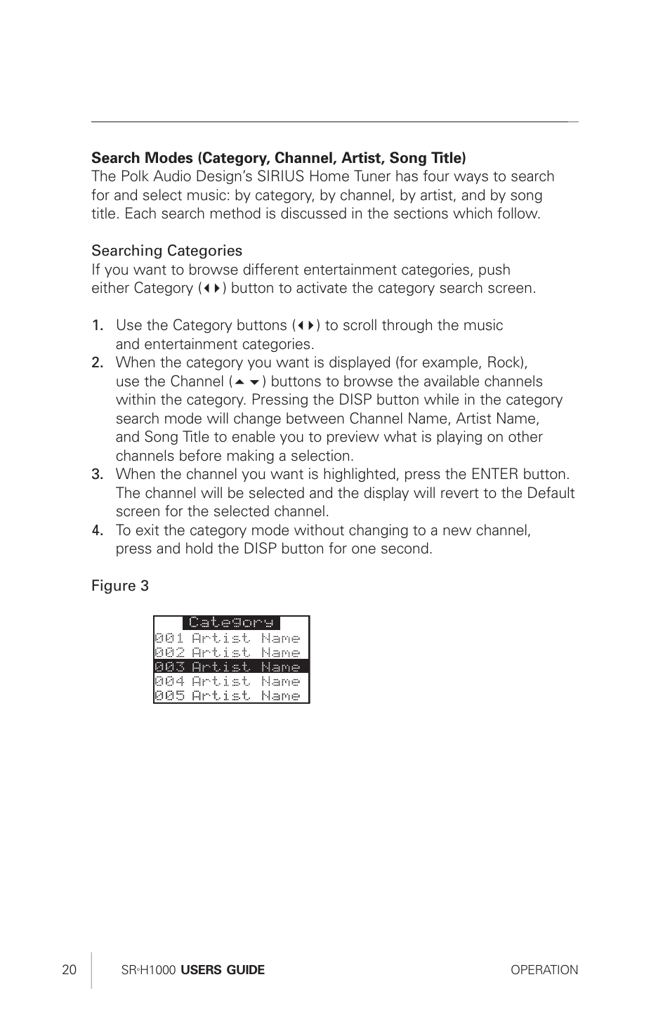 Sirius Satellite Radio SRH1000 User Manual | Page 20 / 60