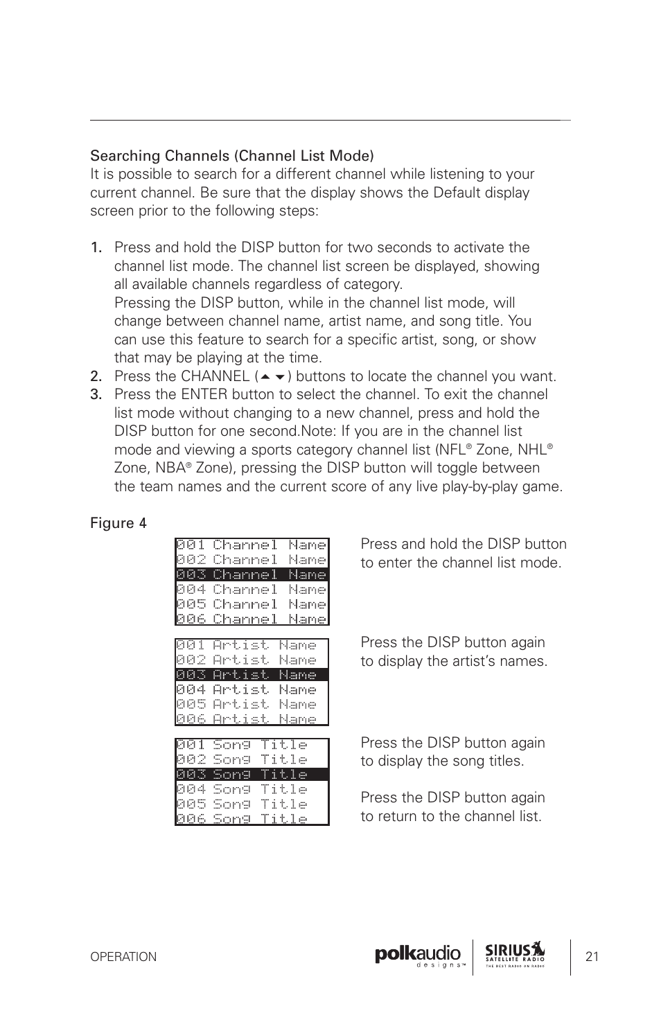 Sirius Satellite Radio SRH1000 User Manual | Page 21 / 60