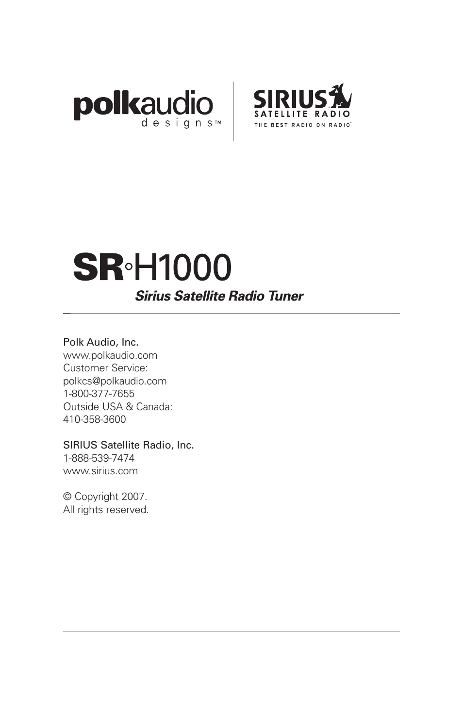 Sirius Satellite Radio SRH1000 User Manual | Page 60 / 60