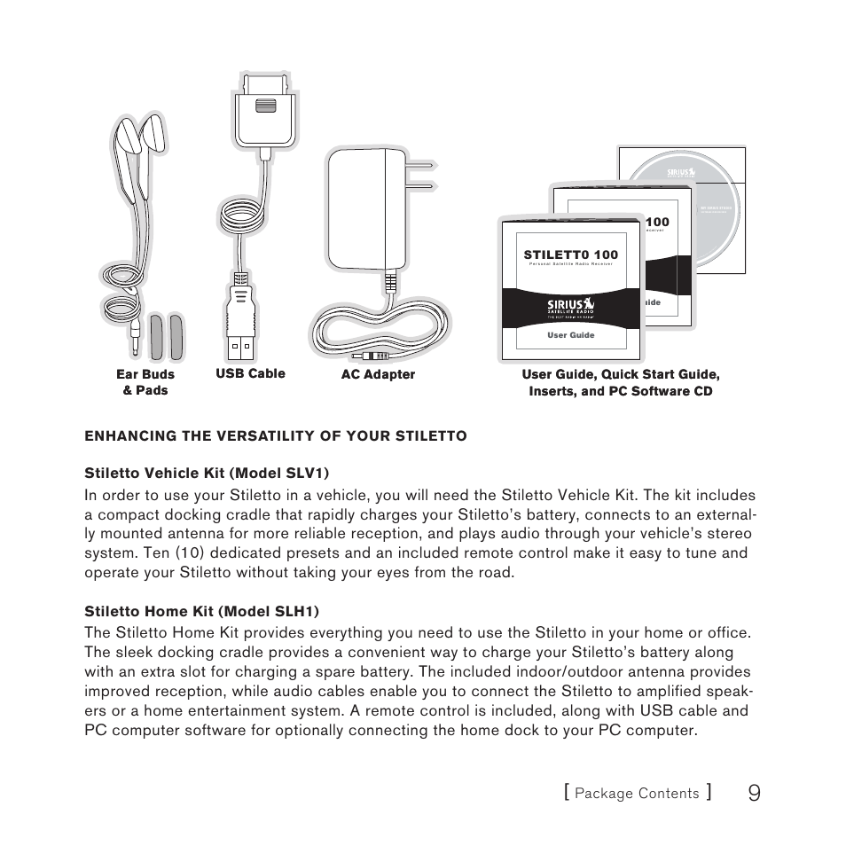 Sirius Satellite Radio STILETTO 100 User Manual | Page 11 / 88