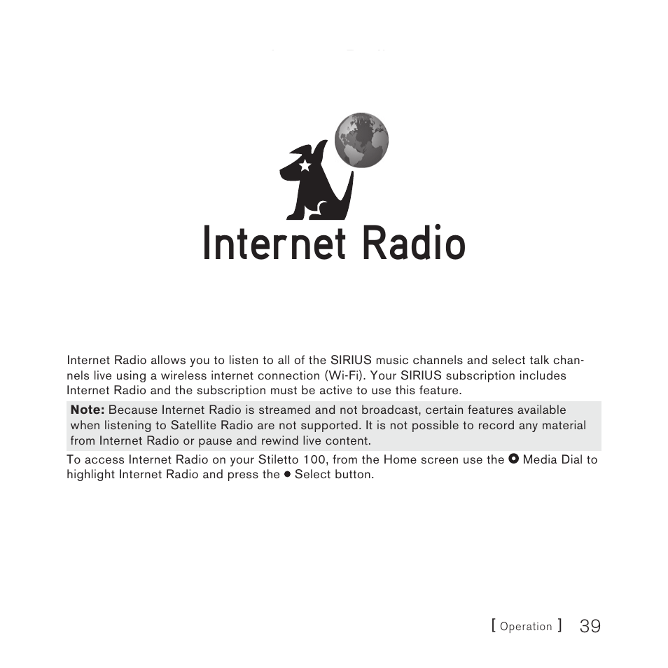Internet radio | Sirius Satellite Radio STILETTO 100 User Manual | Page 41 / 88