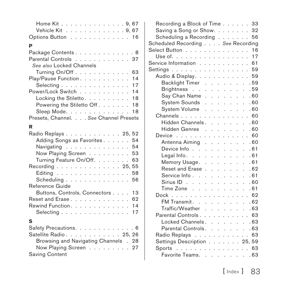 Sirius Satellite Radio STILETTO 100 User Manual | Page 85 / 88