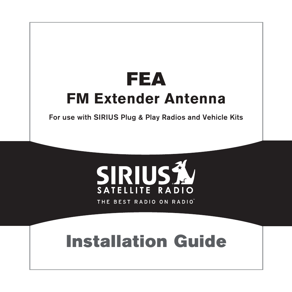 Sirius Satellite Radio FEA FM Extender Antenna User Manual | 22 pages