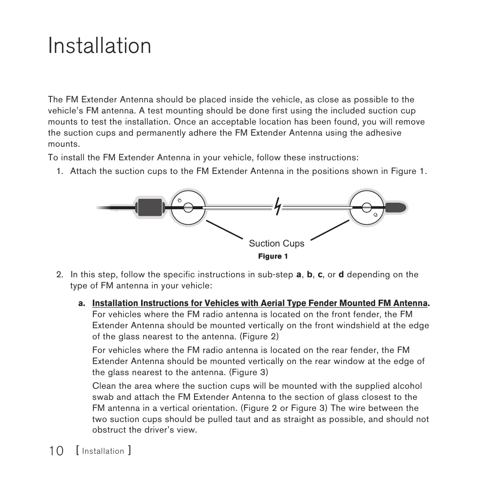 Installation | Sirius Satellite Radio FEA FM Extender Antenna User Manual | Page 10 / 22