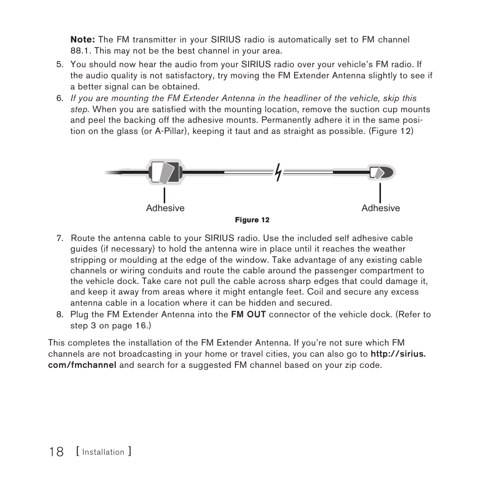 Sirius Satellite Radio FEA FM Extender Antenna User Manual | Page 18 / 22