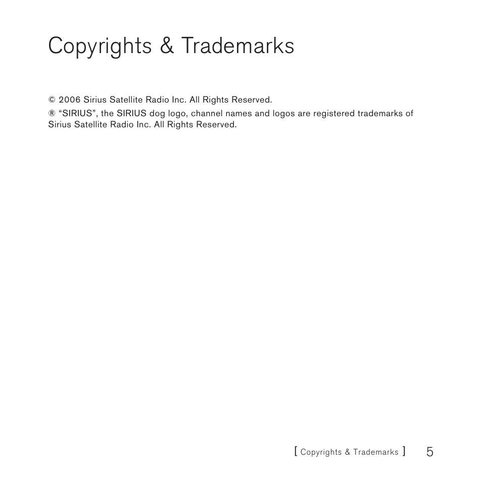 Copyrights & trademarks | Sirius Satellite Radio FEA FM Extender Antenna User Manual | Page 5 / 22