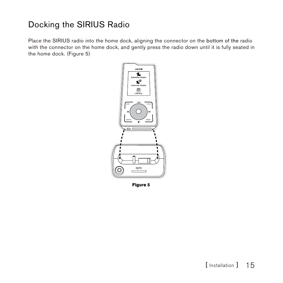 Docking the sirius radio | Sirius Satellite Radio SLH2 User Manual | Page 15 / 45