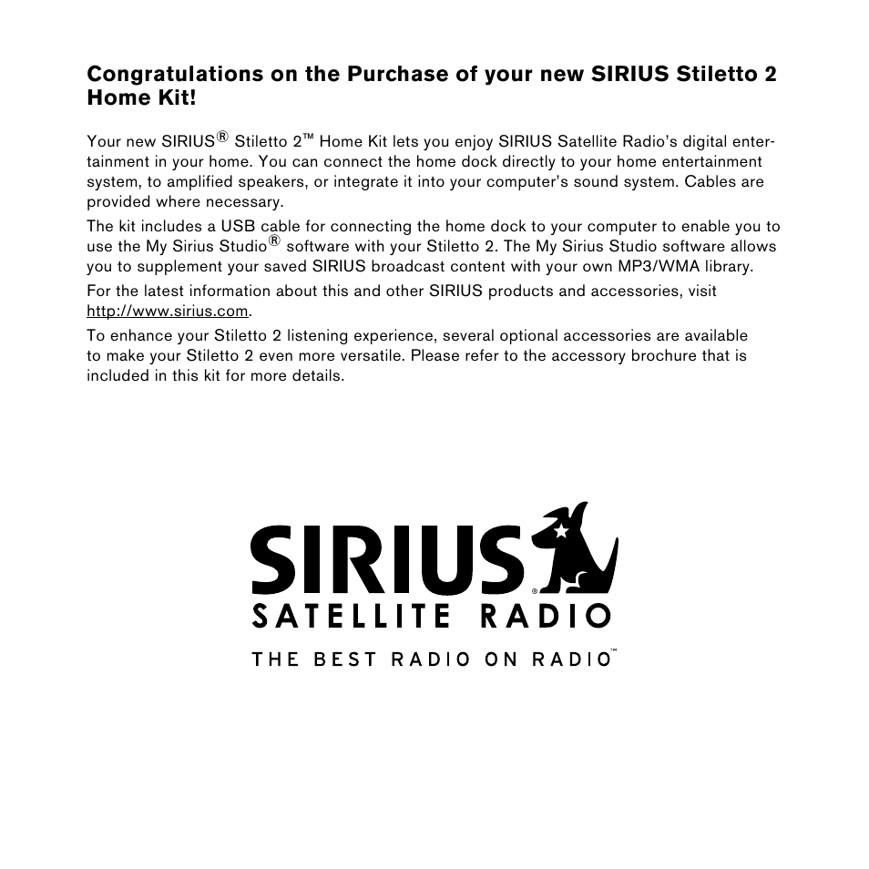 Sirius Satellite Radio SLH2 User Manual | Page 2 / 45