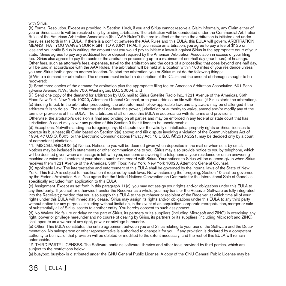 Sirius Satellite Radio SLH2 User Manual | Page 36 / 45