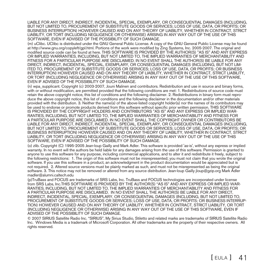 Sirius Satellite Radio SLH2 User Manual | Page 41 / 45