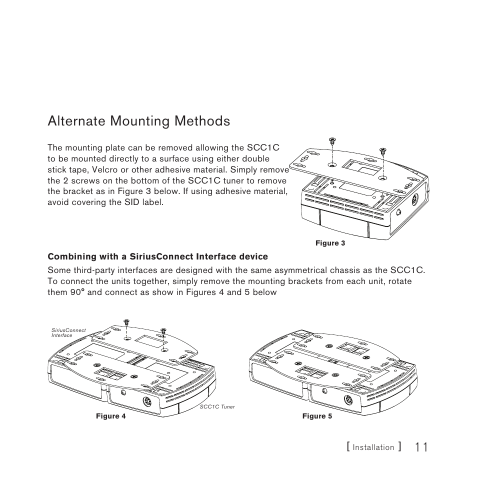 Alternate mounting methods | Sirius Satellite Radio SCC1C User Manual | Page 11 / 20