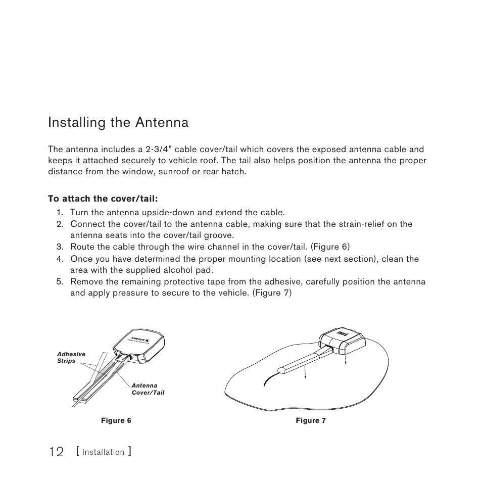 Installing the antenna | Sirius Satellite Radio SCC1C User Manual | Page 12 / 20