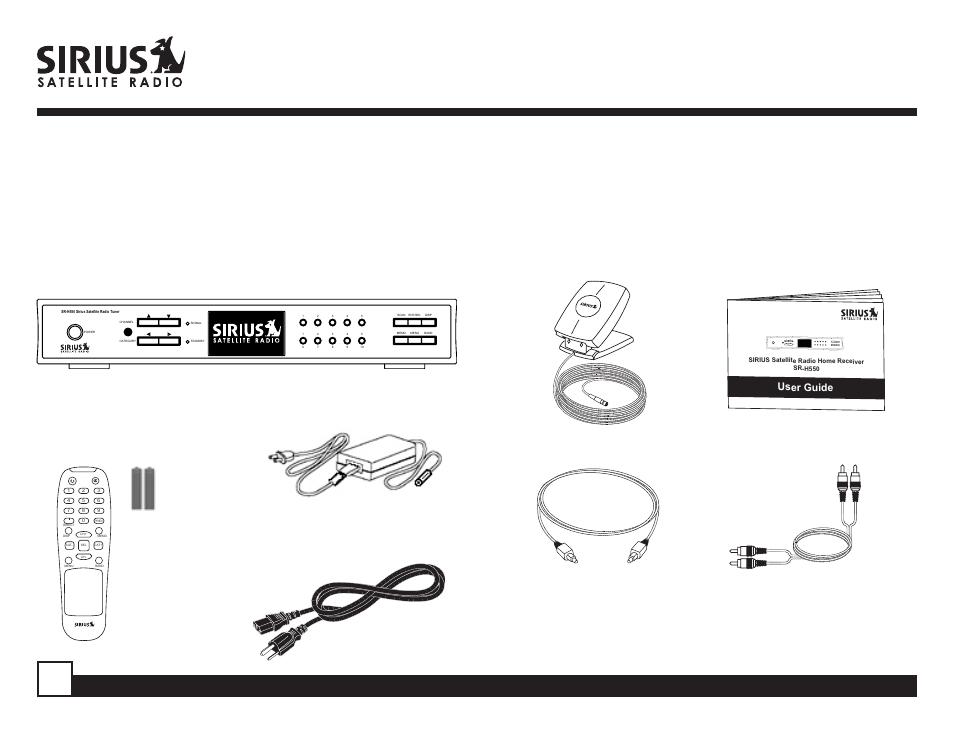 Optical cable user manual ac power cord, Sr-h550 user guide, User guide | Sirius Satellite Radio SR-H550 User Manual | Page 6 / 40