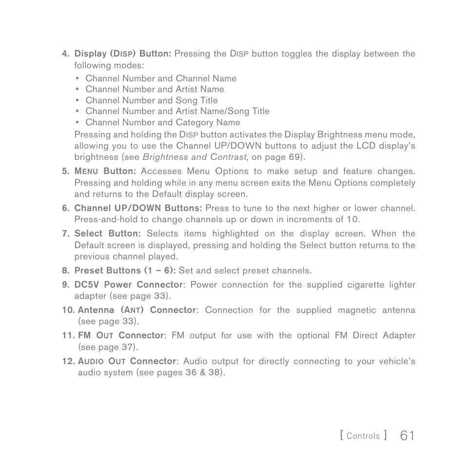 Sirius Satellite Radio SIRIUS InV2 User Manual | Page 61 / 84