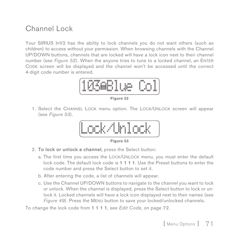 Channel lock | Sirius Satellite Radio SIRIUS InV2 User Manual | Page 71 / 84