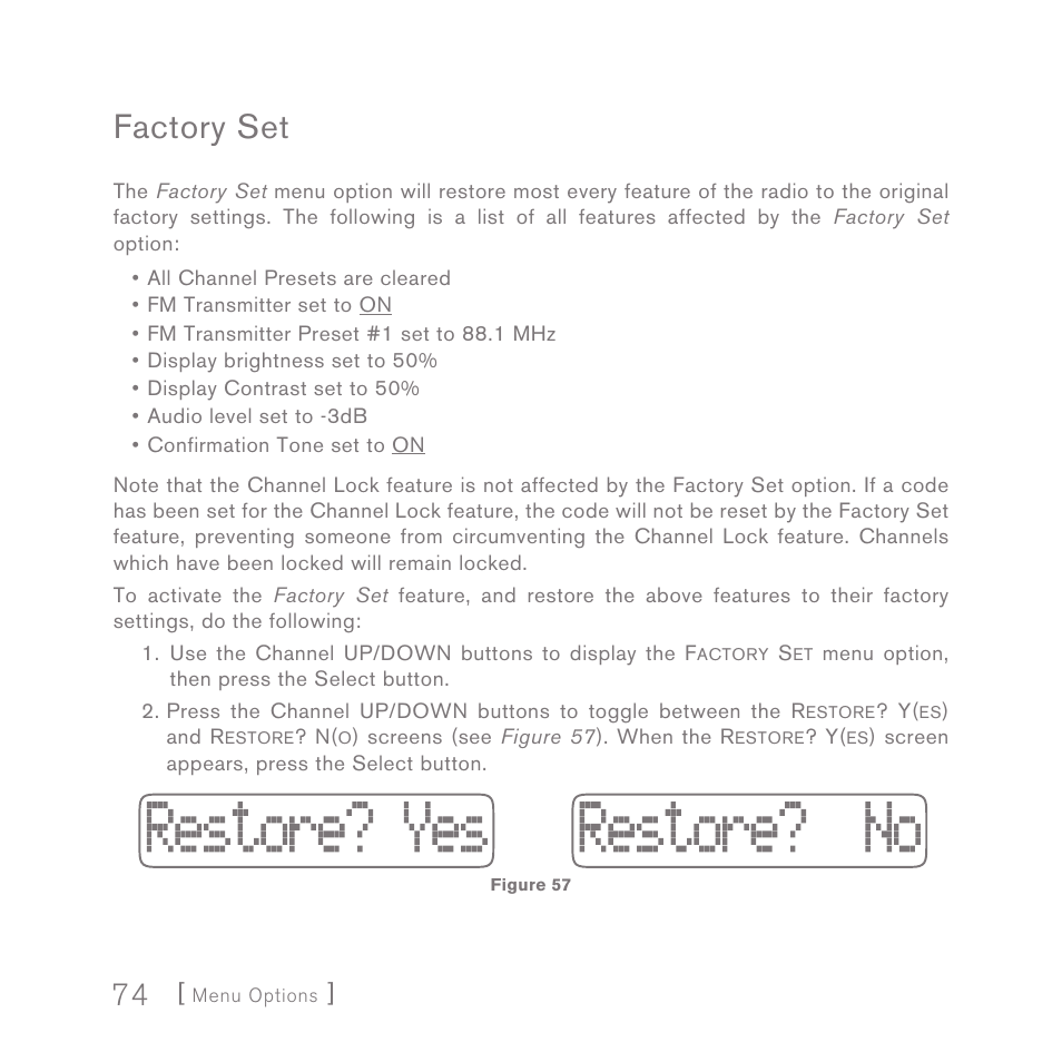 Factory set | Sirius Satellite Radio SIRIUS InV2 User Manual | Page 74 / 84