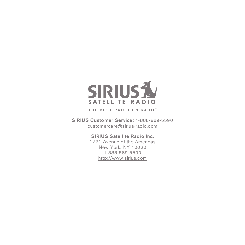 Sirius Satellite Radio SIRIUS InV2 User Manual | Page 82 / 84