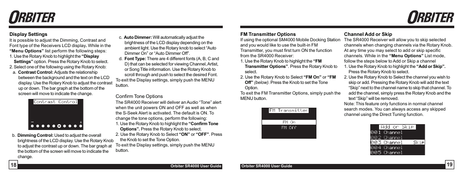 Sirius Satellite Radio Orbiter SR4000 User Manual | Page 10 / 16