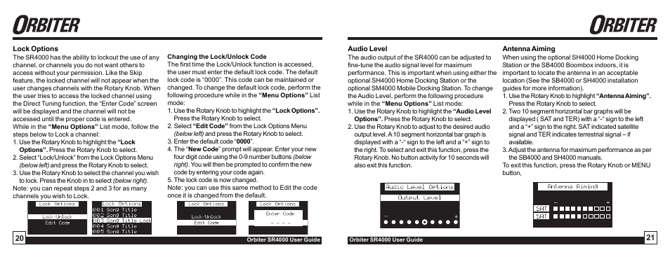 Sirius Satellite Radio Orbiter SR4000 User Manual | Page 11 / 16