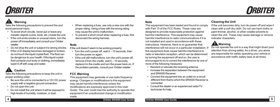 Sirius Satellite Radio Orbiter SR4000 User Manual | Page 3 / 16