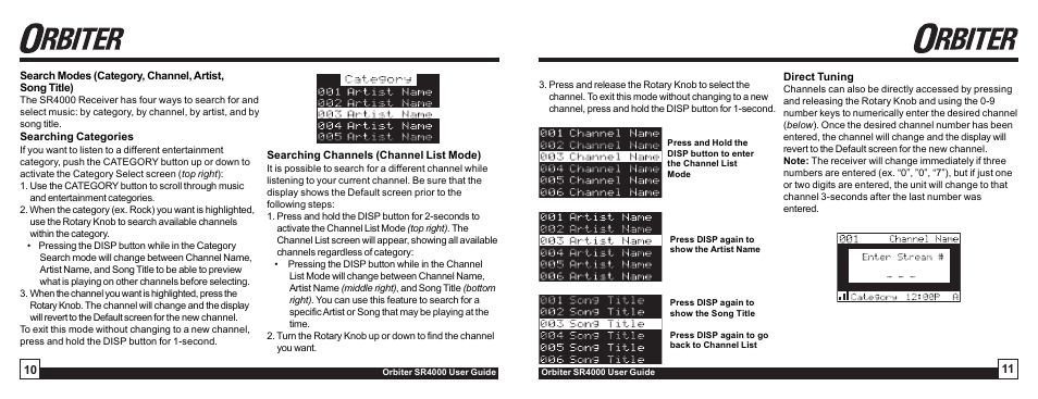 Sirius Satellite Radio Orbiter SR4000 User Manual | Page 6 / 16