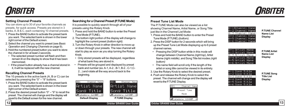 Sirius Satellite Radio Orbiter SR4000 User Manual | Page 7 / 16