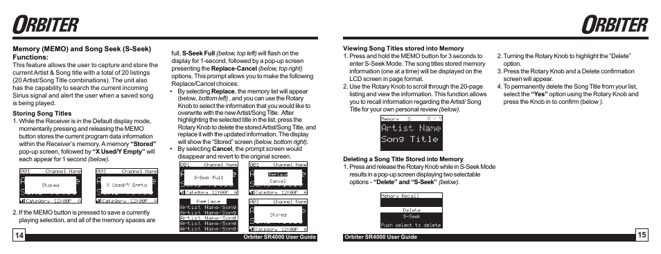 Sirius Satellite Radio Orbiter SR4000 User Manual | Page 8 / 16