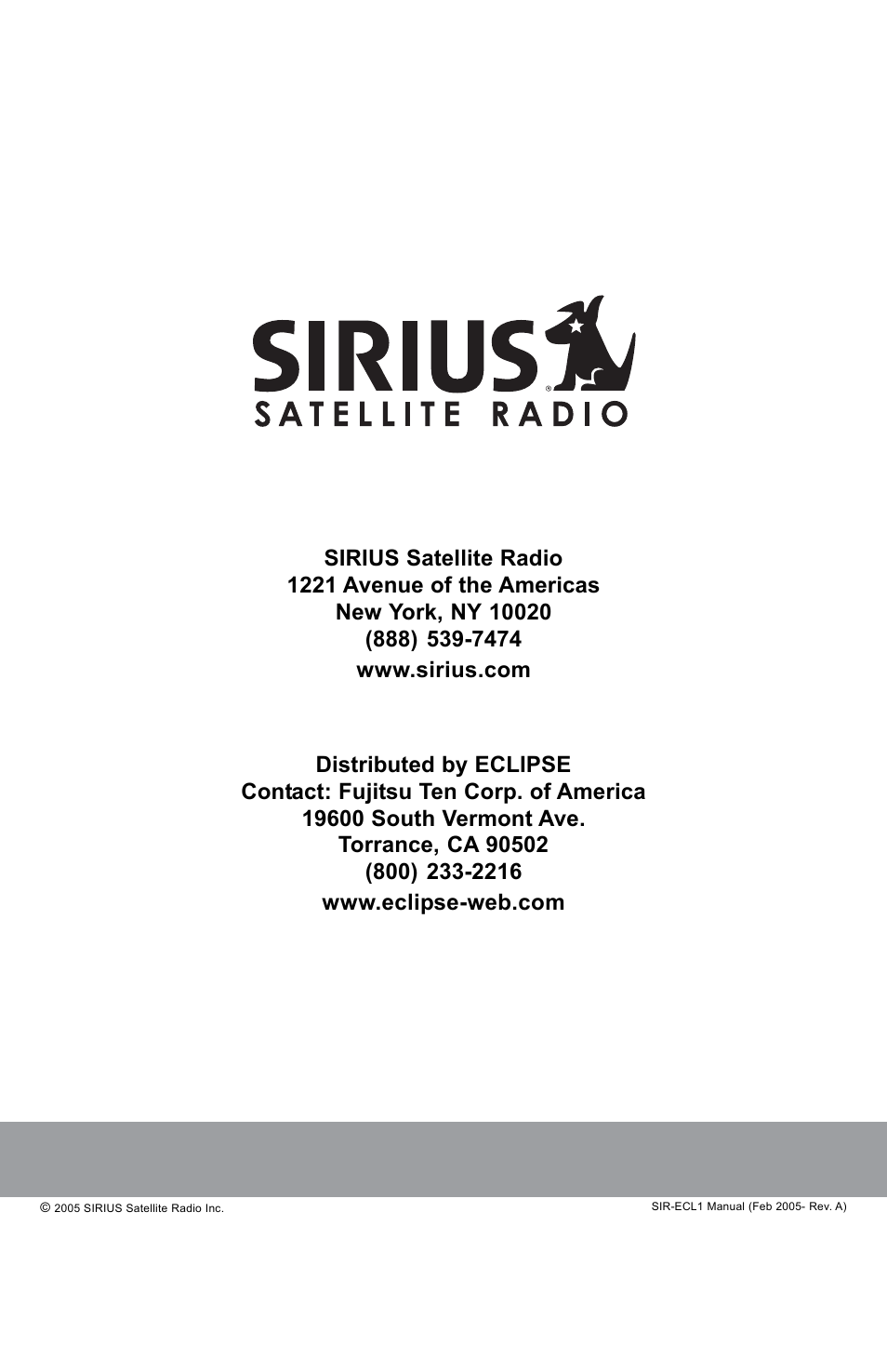 Sirius Satellite Radio SIR-ECL1 User Manual | Page 16 / 16