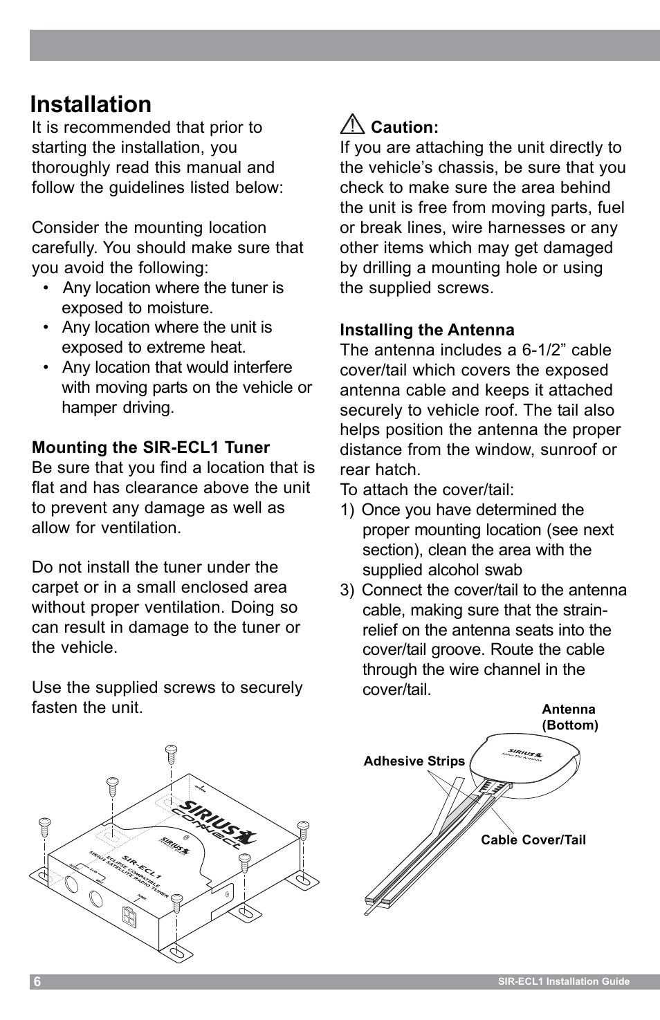 Installation | Sirius Satellite Radio SIR-ECL1 User Manual | Page 6 / 16