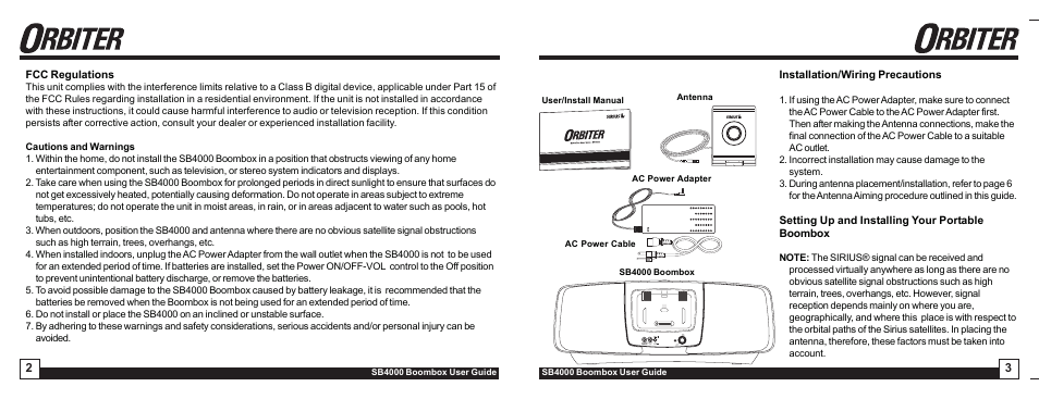 Sirius Satellite Radio SB4000 User Manual | Page 2 / 6