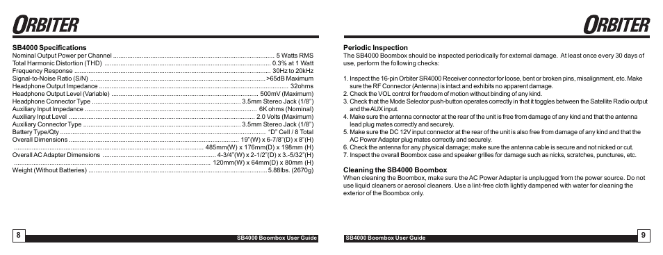 Sirius Satellite Radio SB4000 User Manual | Page 5 / 6