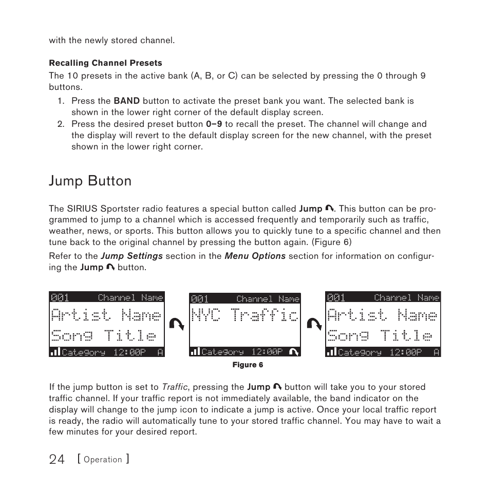 Jump button | Sirius Satellite Radio 3 User Manual | Page 26 / 58