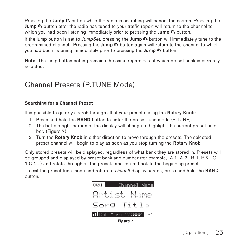 Channel presets (p.tune mode) | Sirius Satellite Radio 3 User Manual | Page 27 / 58