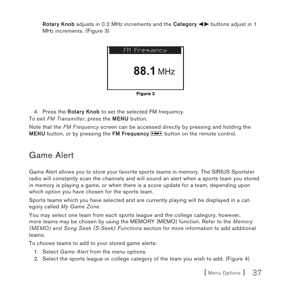 Game alert | Sirius Satellite Radio 3 User Manual | Page 39 / 58