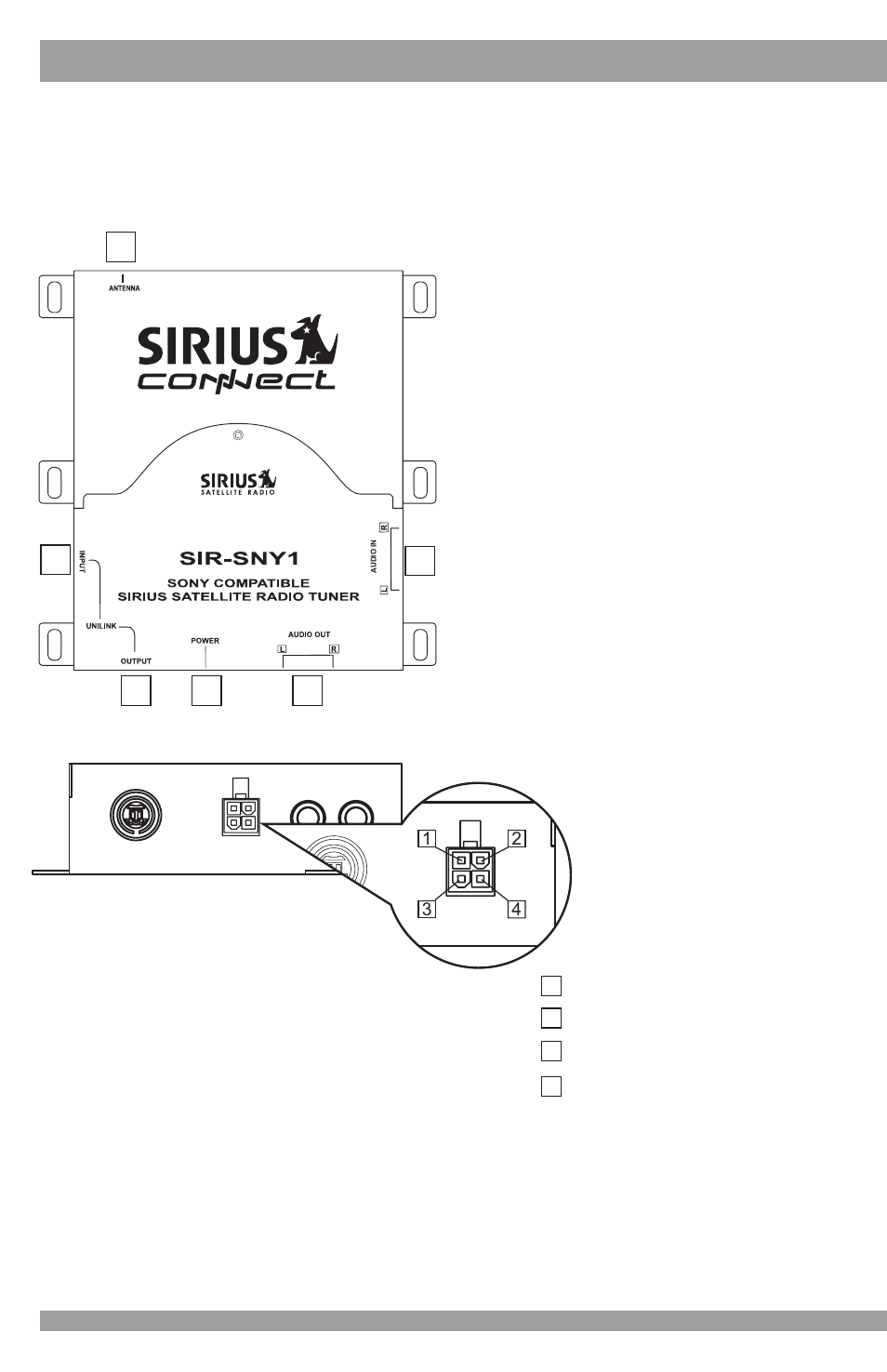 Wiring and cable connections | Sirius Satellite Radio SIRIUS SiriusConnect SIR-SNY1 User Manual | Page 8 / 16