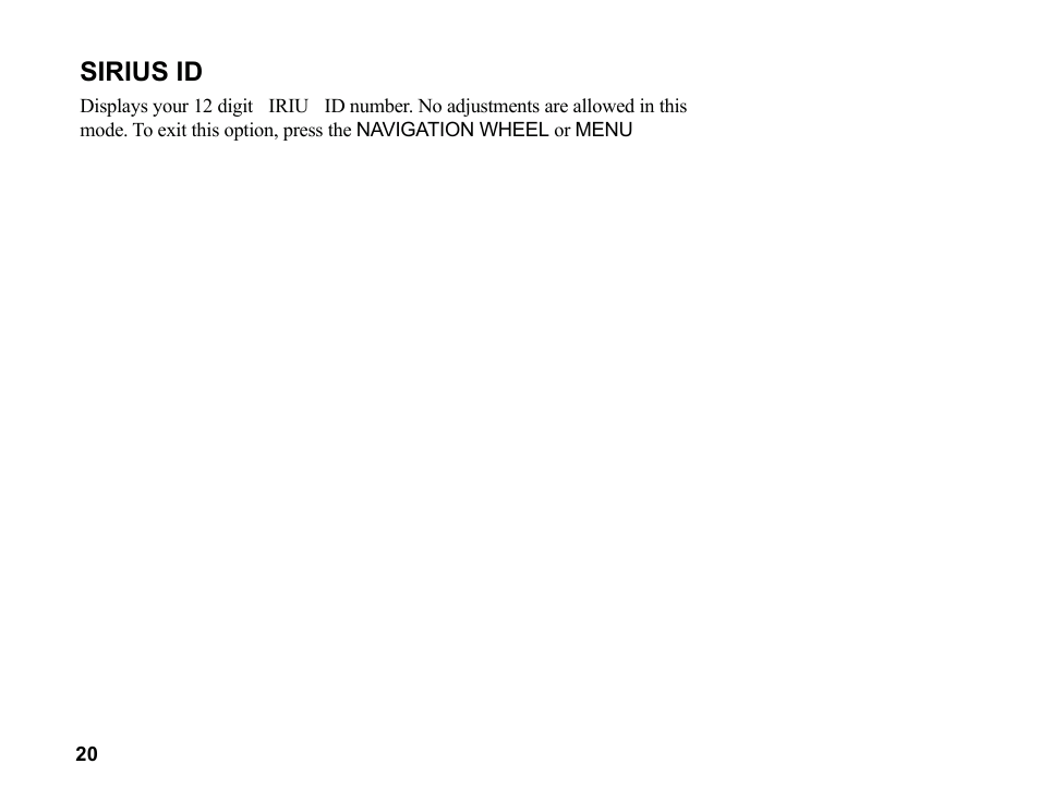 Sirius id | Sirius Satellite Radio SR200 User Manual | Page 26 / 43