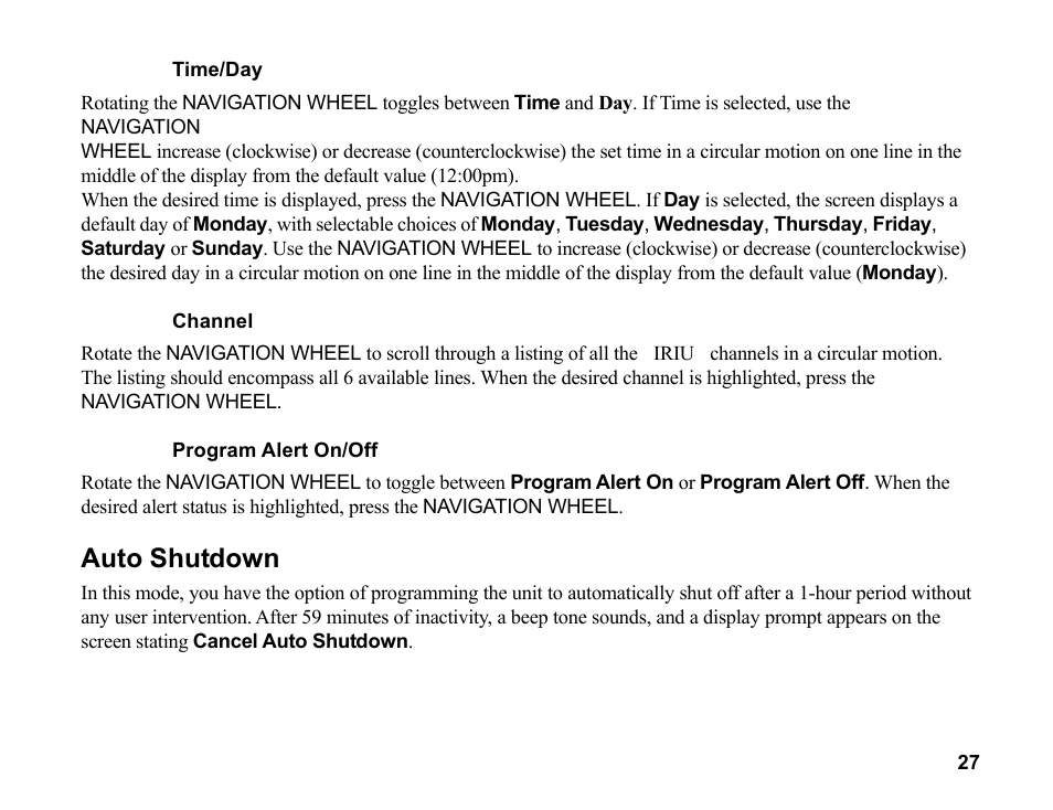 Auto shutdown | Sirius Satellite Radio SR200 User Manual | Page 33 / 43