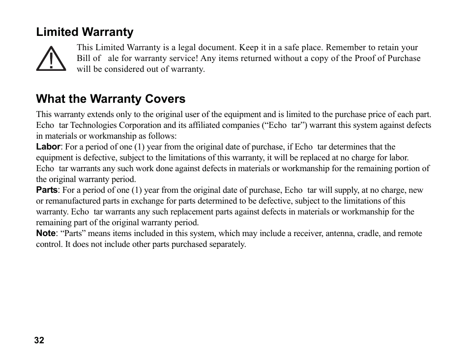 Limited warranty, What the warranty covers | Sirius Satellite Radio SR200 User Manual | Page 38 / 43