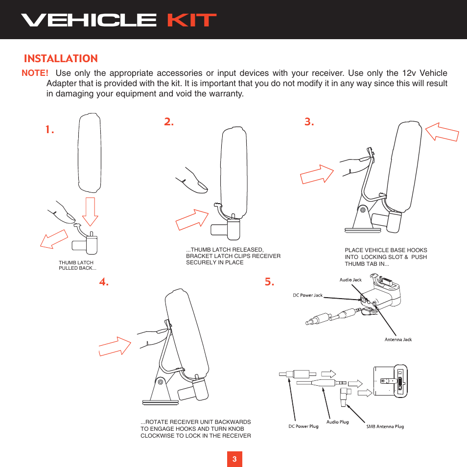 Vehicle kit | Sirius Satellite Radio XS021 User Manual | Page 7 / 12