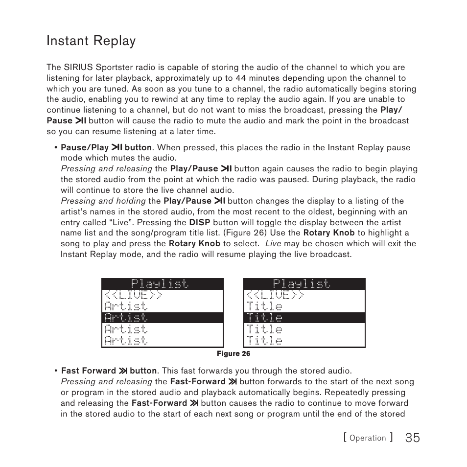 Instant replay | Sirius Satellite Radio Sirius Starmate 4 User Manual | Page 37 / 64