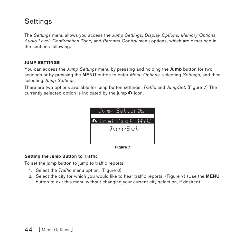 Settings | Sirius Satellite Radio Sirius Starmate 4 User Manual | Page 46 / 64