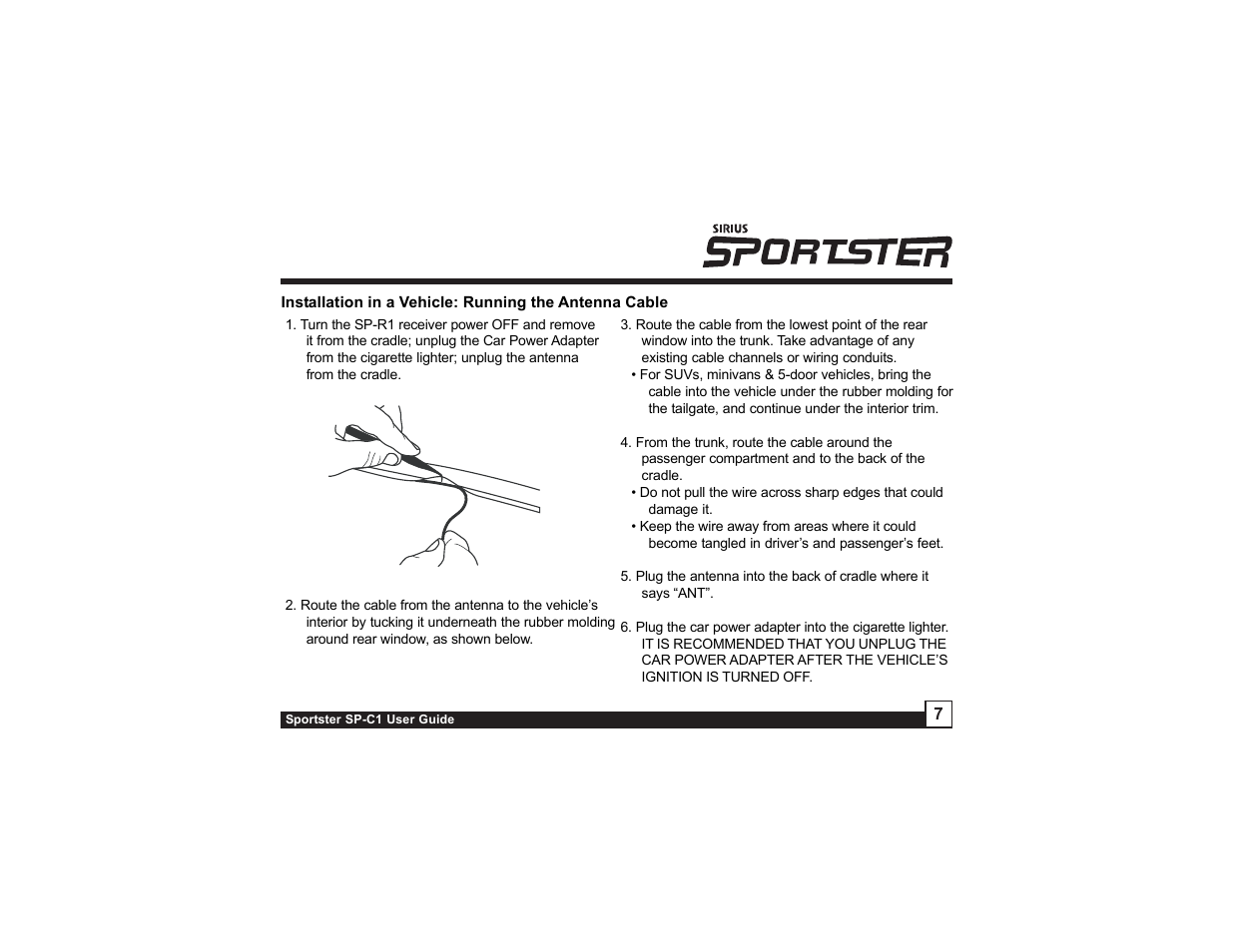 Sirius Satellite Radio Sportster SP-C1 User Manual | Page 7 / 12